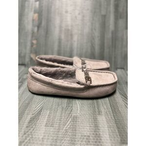 Juicy Couture Womens Sz 10 Slippers Faux Suede Fur Loafers Moccasin Gray
